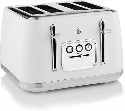Swan Serenity 4 Slice Toaster White 2100W 6 Browning Levels