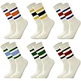 GGSTDDUP 6 Pairs Crew Sport Socks Women Striped Crew Socks Retro Athletic Socks Casual Cotton Stretchy Socks Unisex MultiColor