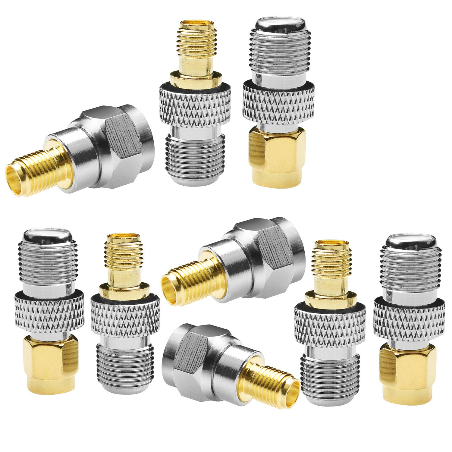 Fanbalunke F-Type to SMA Male Female Coax Connector 3 Sets 9 Pcs RF Coaxial Coax Adapter Connector SMA Male female to F Female
