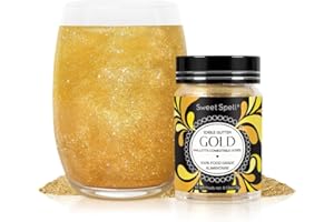 Sweet Spell Gold Edible Glitter (15g) - Shimmer Sparkles for Drinks, Cakes, Cocktails - 100% Edible & Food Grade Glitter, Vegan, Gluten-Free (Gold)