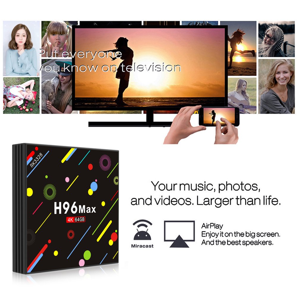 Docooler H96 Max-H2-Smart-TV-Box Android 7.1 RK3328 4 GB / 64 GB UHD 4K VP9 H.265 HDR10 2.4G / 5G WiFi LED-Anzeige 100M LAN Bluetooth 4.0 HD Media Player DLNA Miracast Airplay