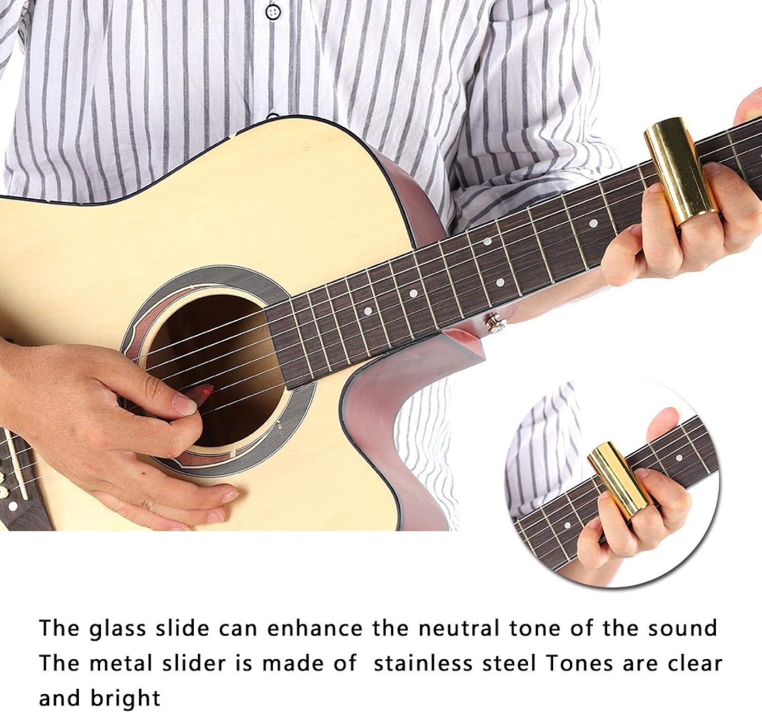 Guitar Accessories Kit Stainless Steel Guitar Slide Finger Picks Set including Iron Box for Guitarist Playing Accessories - Image 5