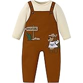 YALLET Toddler Boy Clothes Cute Long Sleeve Tops + Comfortable Overalls Jumpsuit Pants Outfits Sets 12M-5T