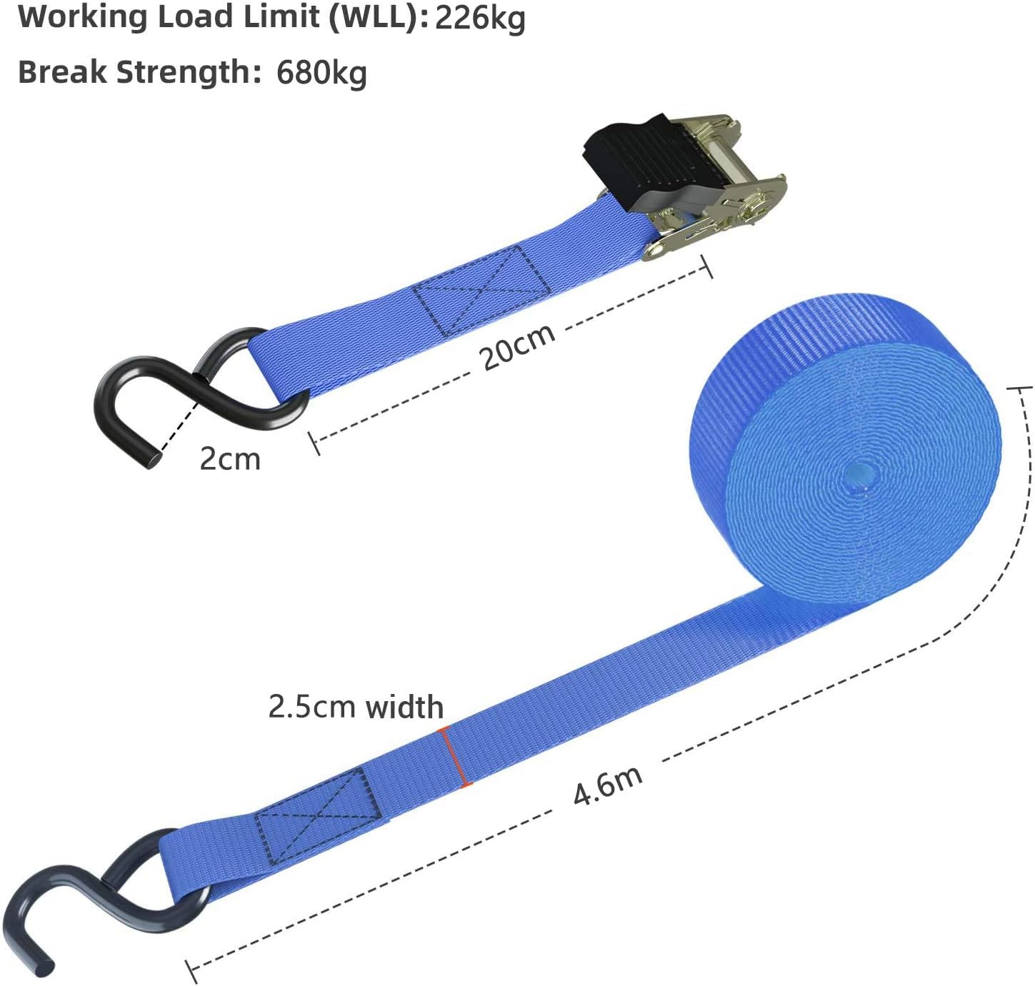 Ratchet Straps with Hook 4 Pack - Image 5