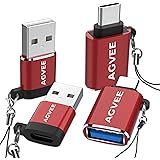 AGVEE [2 Pack] USB-C Male to USB-A 3.0 Female OTG Adapter & [2 Pack] USBC Female to USB-A 2.0 Male Converter, for MacBook Pro