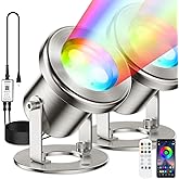 LyLmLe LED Pond Lights with APP Control, 6W SS316 Stainless Steel RGB Underwater Fountain Light with 12V Transformer, IP68 Wa