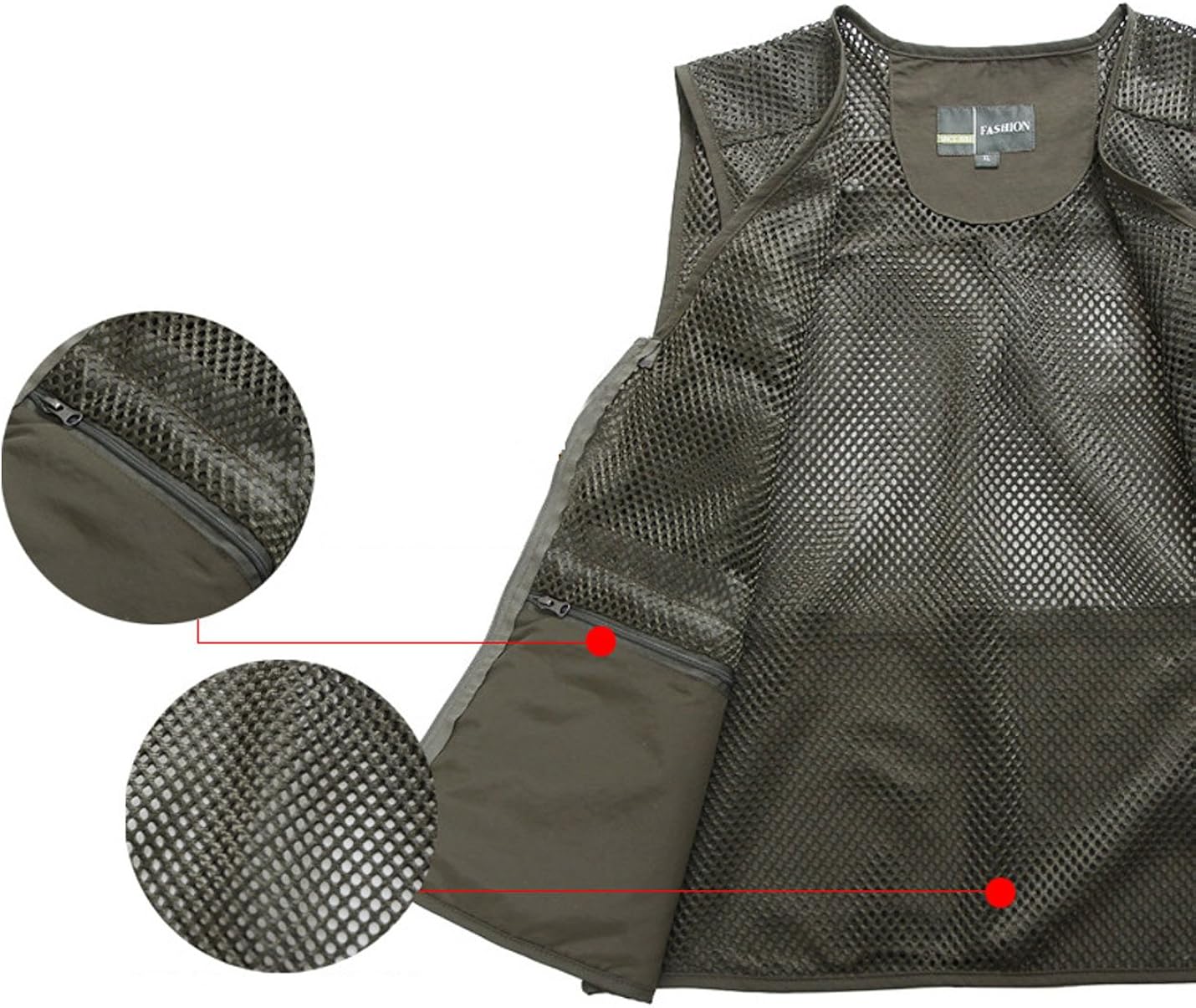 Flygo Mens Summer Outdoor Work Safari Fishing Travel Photo Vest with Pockets at  Men’s Clothing store