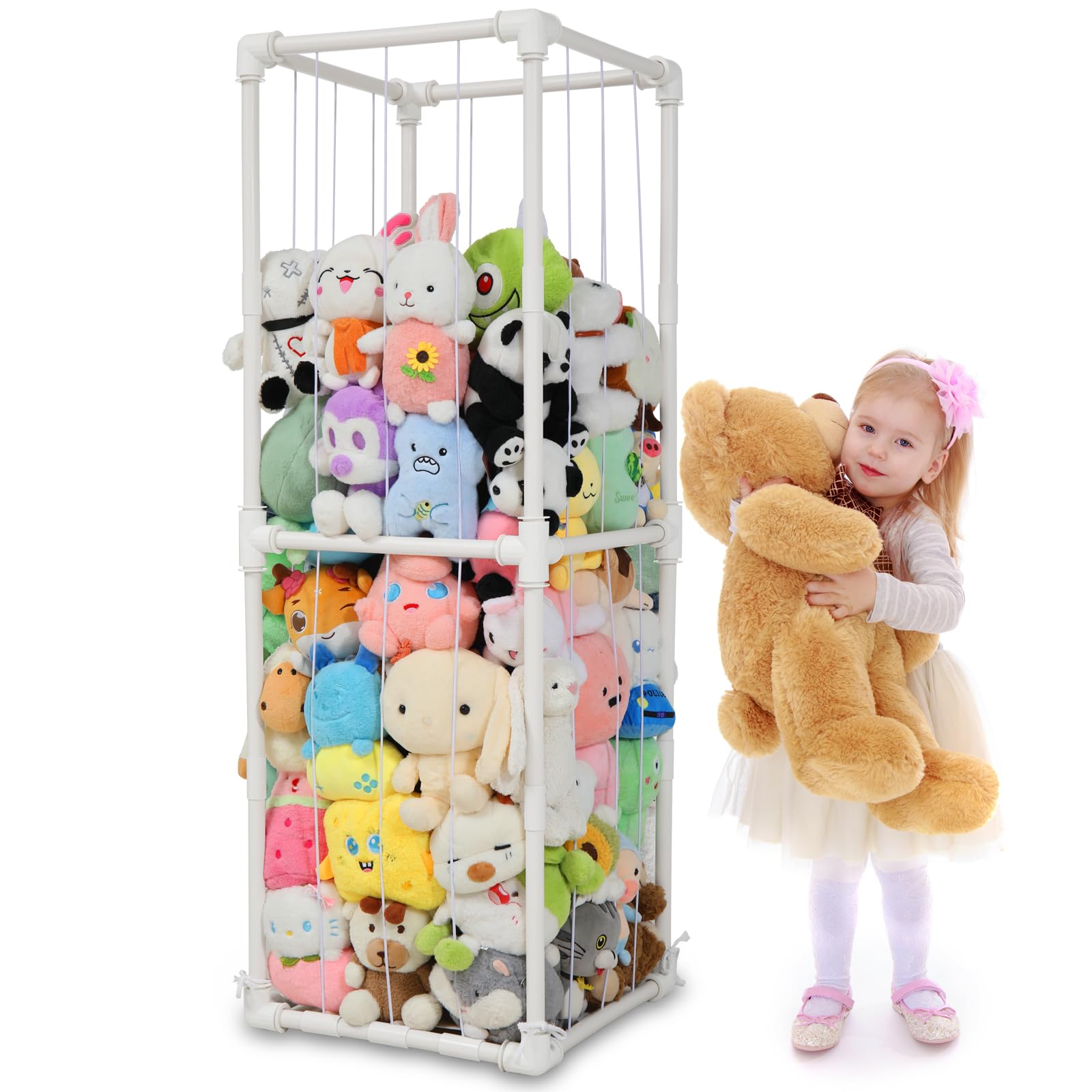 Photo 1 of JAWNLITY Stuffed Animal Storage Zoo Organizer, PVC Stuffy Toy Zoo Holder, 58'' Tall Vertical Plush Organizer, Large Stuffed Toy Cage for Nursery and Playroom