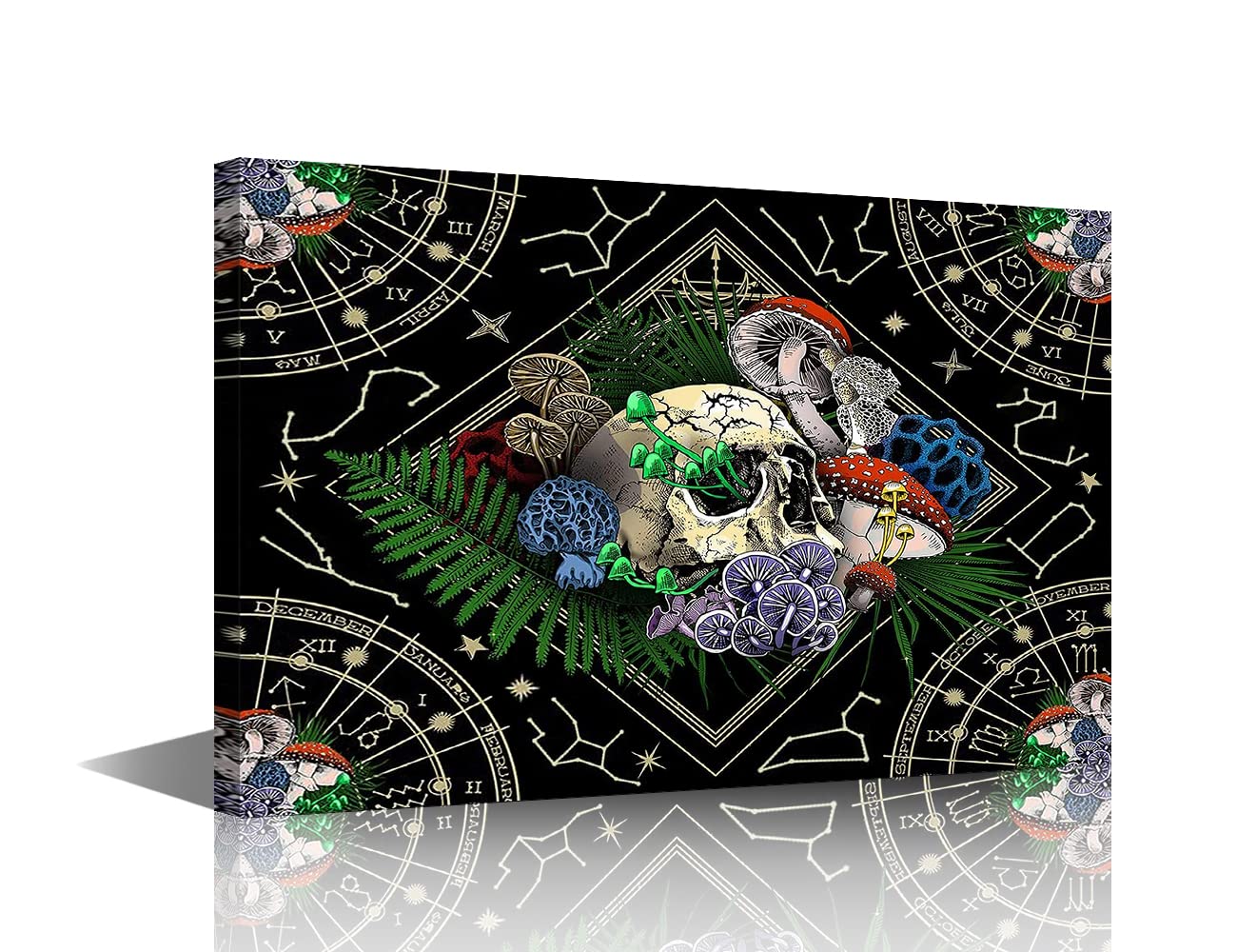 Wall Art Painting Constellation Skull Picture Print on Canvas Wall Decor Poster Framed and Stretch Canvas Artwork for Living Room Bedroom Ready to Hang 16x20inch (40x60cm)