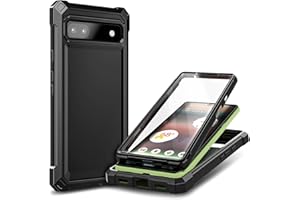 WDHD Designed for Google Pixel 6A Case with [Built-in Screen Protector], Full-Body Protective Shockproof Rugged Bumper Cover, Impact Resist Phone Case (Black)