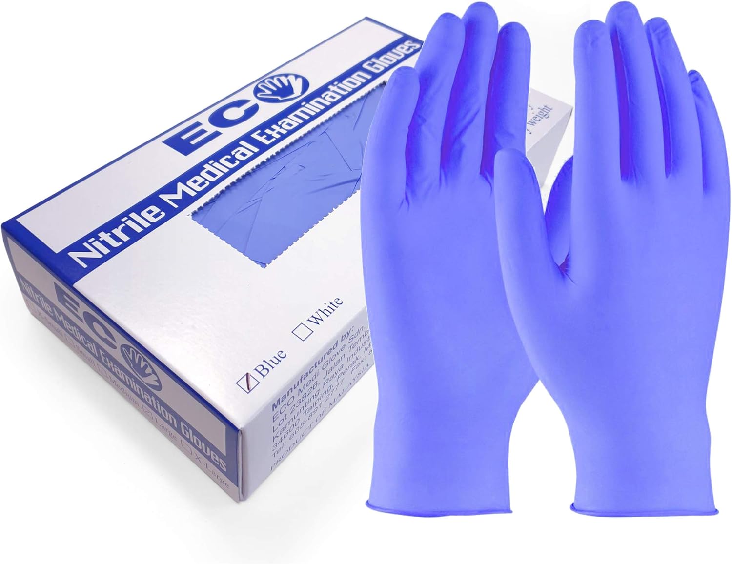 Eco MediGlove PowderFree Nitrile Gloves Pack of 100 Blue
