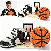 USVillGO 2026 Basketball with Sport Sneaker Building Block Set, 3D Realistic Basketball Luminous White-Black Shoe Basketball Court STEM Bricks, DIY Educational Ball Birthday Day Gift for Teen, Adult