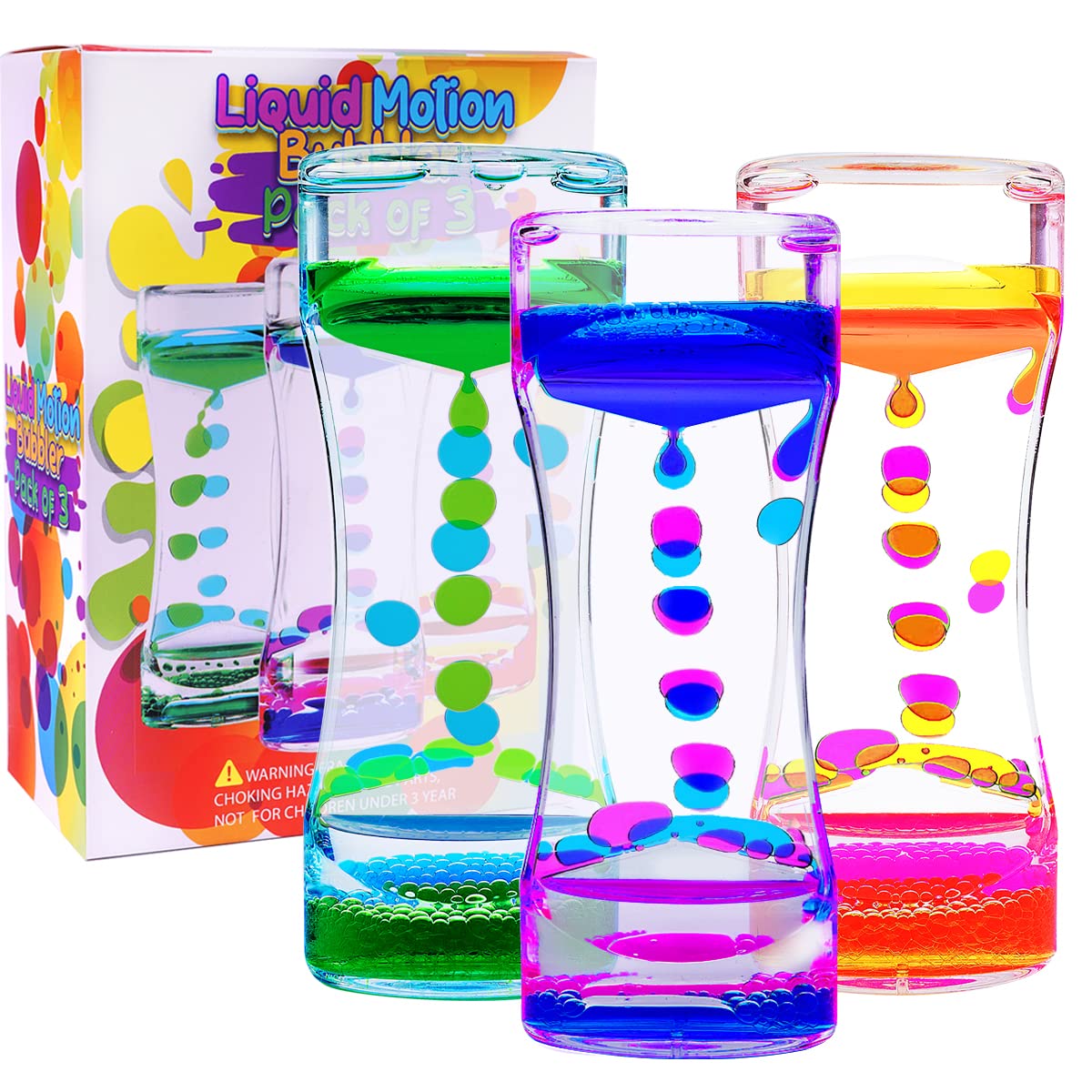 YUE MOTION Liquid Motion Bubbler Visual Sensory Toys, Liquid Bubbler for Kids and Adults– New Big Calming Bubbler Toy- Colorful Liquid Hourhlass for School Supplier, Novelty Gifts, Desk Decor