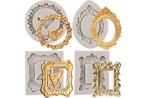 Sijiangmold Photo Frame Fondant Molds Vintage Frame Silicone Molds Picture Frames Silicone Mold for Cake Decoration Cupcake T