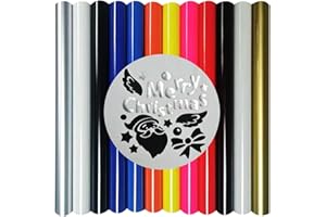 Mcirurn Mixeds HTV Heat Transfer Vinyl Bundle, 12Pack 12" x 10" Iron on Vinyl for T-Shirt, Transfer HTV Vinyl for Personalised Graphic Designs for Holiday Gifts, Team Apparel and More.