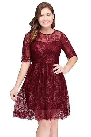 maroon lace dress plus size