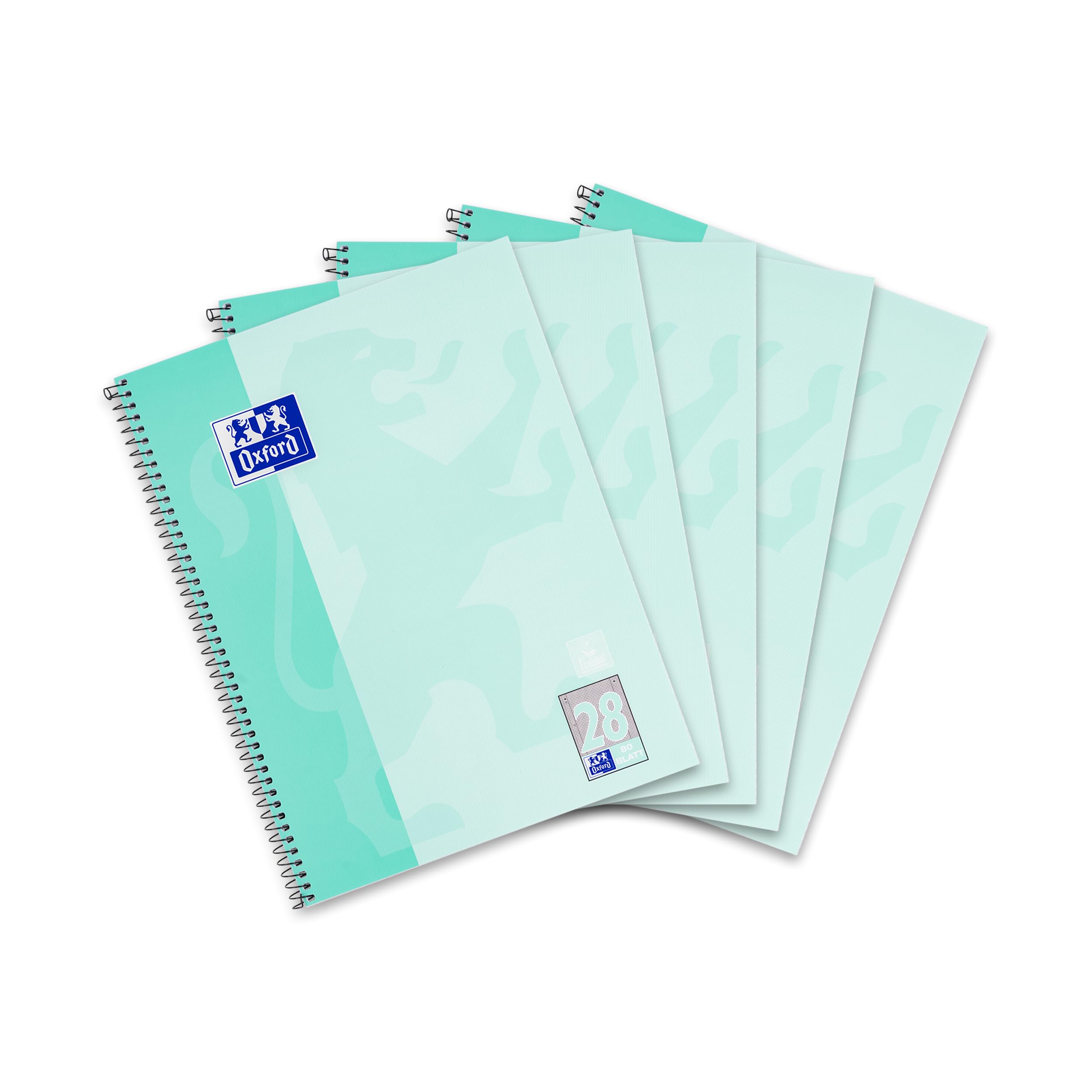 Oxford College Notepad A4 Squared 80 Sheets Perforated Mint Pack of 5
