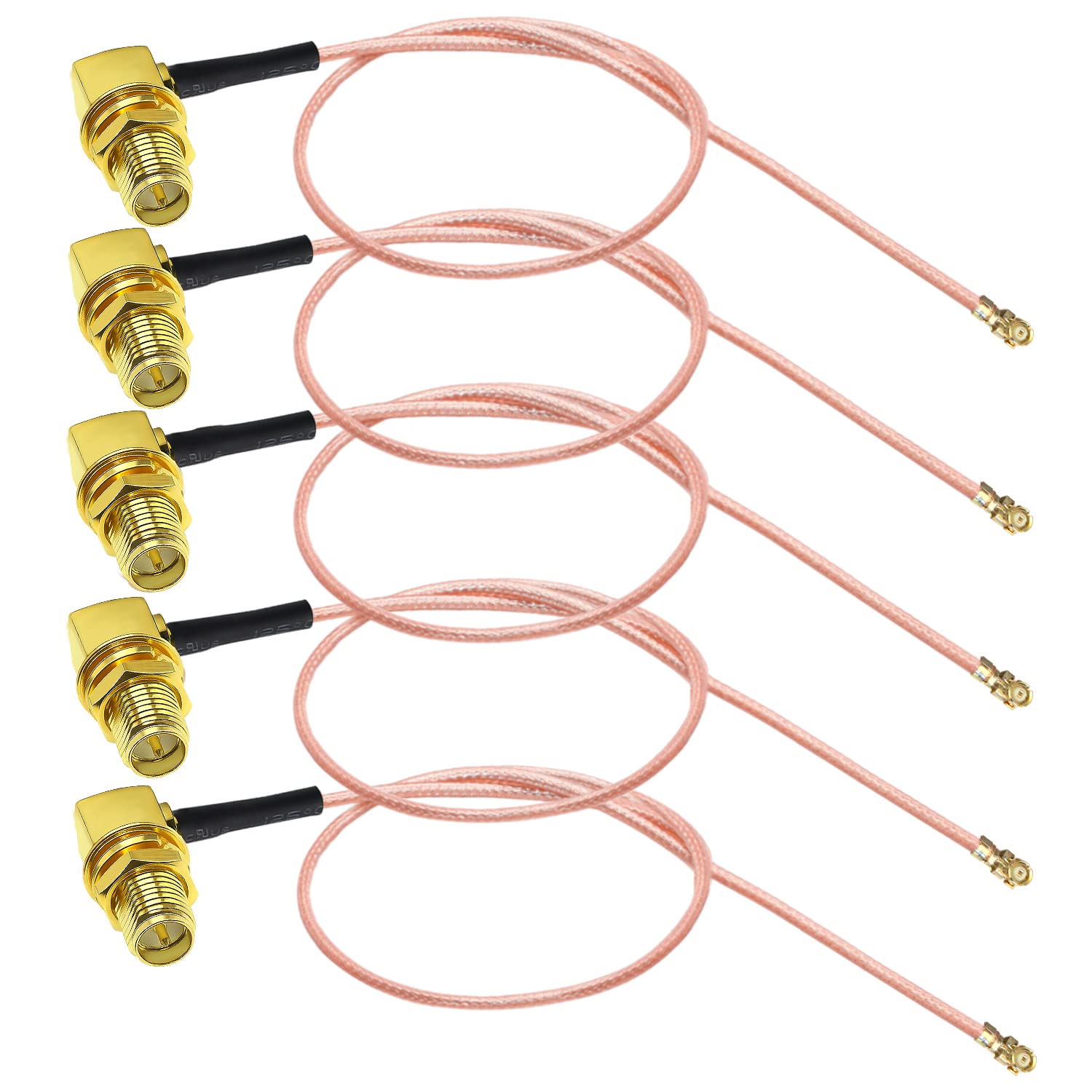 TUOLNK RP-SMA to U.FL Coax Cable UFL IPX IPEX to RP SMA Female Right Angle Pigtail Coaxial Low Loss Cable for Wifi Router Mini PCI Extension Antenna Cable 12inch(30cm) Pack of 5