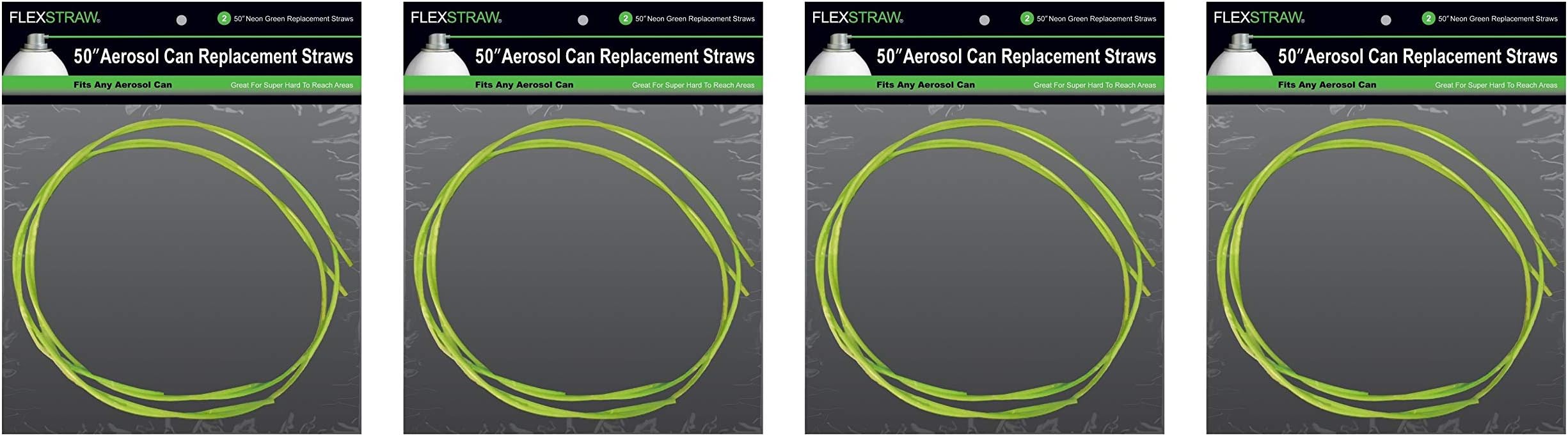 ShopStraw FS250 FlexStraw Aerosol Can Replacement Straws, Neon Green, 50", 2-Count (Fоur Paсk, Neon Green)