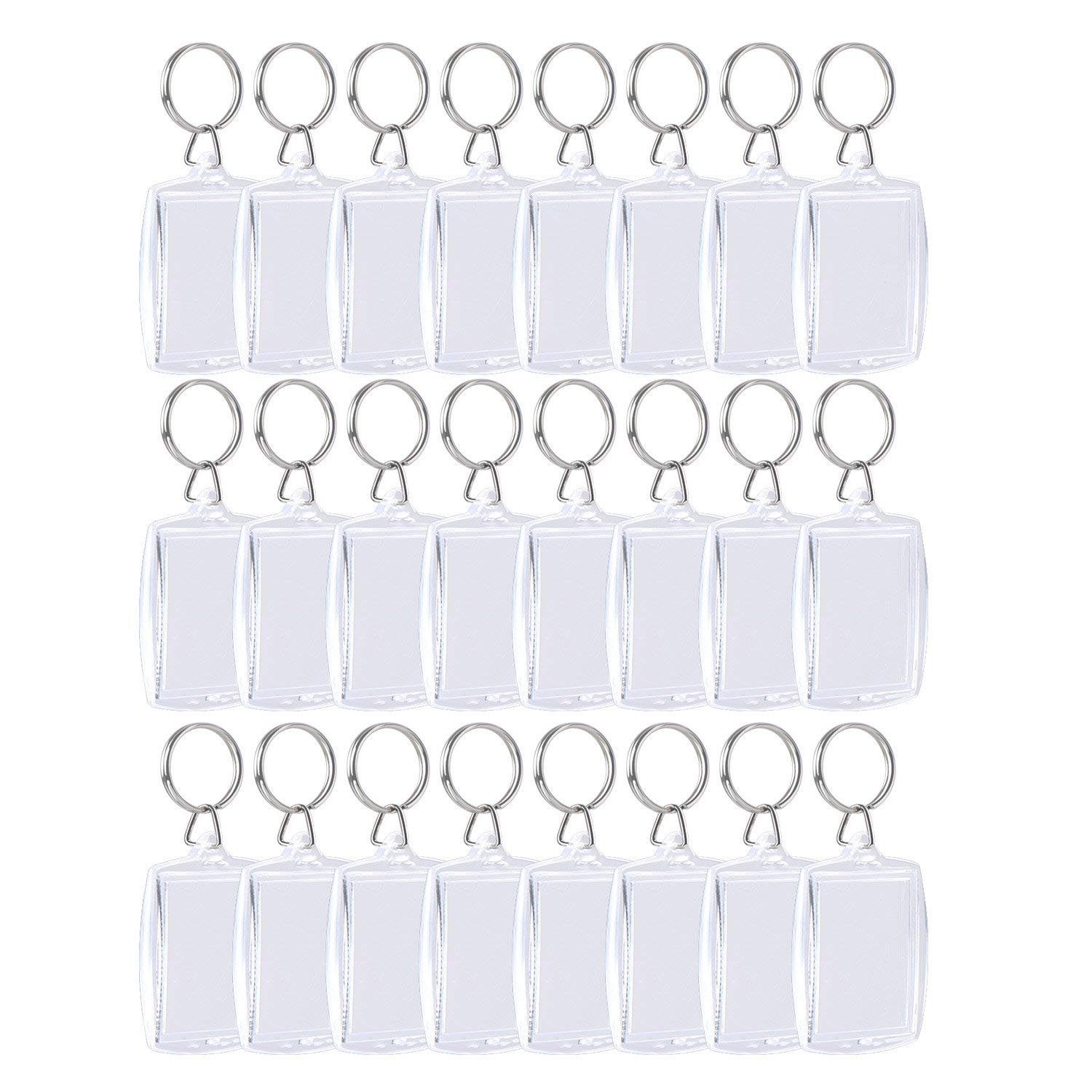 Rmeet Photo Insert Keychain,Picture Frame Keyring 24 Pack Acrylic Plastic Key Rings Blank Keyrings Clear Split Keychain Passport Photo Size 4CM by 5.5CM