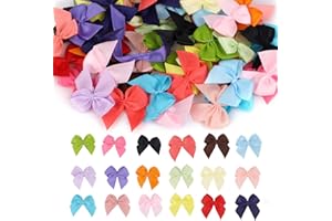 100pcs Mini Bows for Craft, 20 Colors Small Little Premade Ribbon Bows Cute Tiny Miniature Bowknot DIY Accessories for Sewing