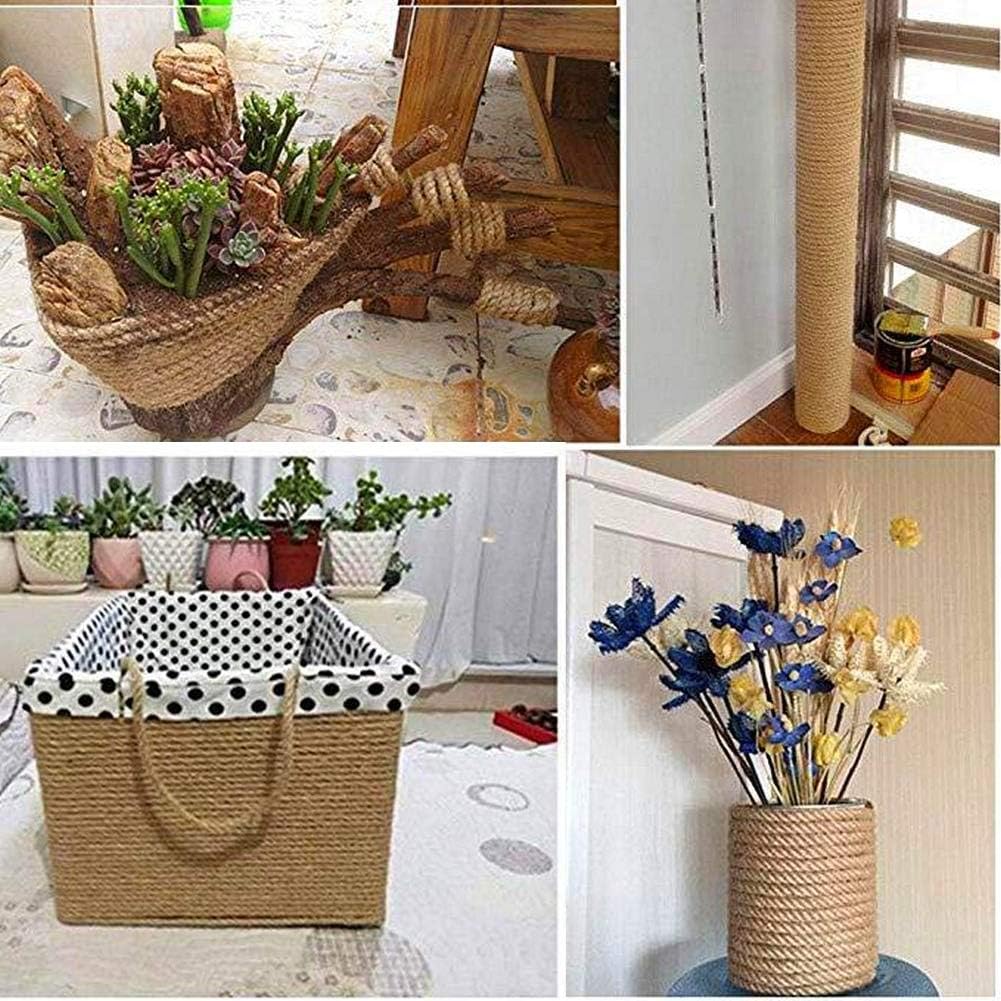 50 Feet 8mm Thick Jute Twine, Heavy Duty Jute Rope, Natural Hemp Rope for Cat Scratch Post, DIY Arts Crafts, Gardening,Bundling: Home Improvement