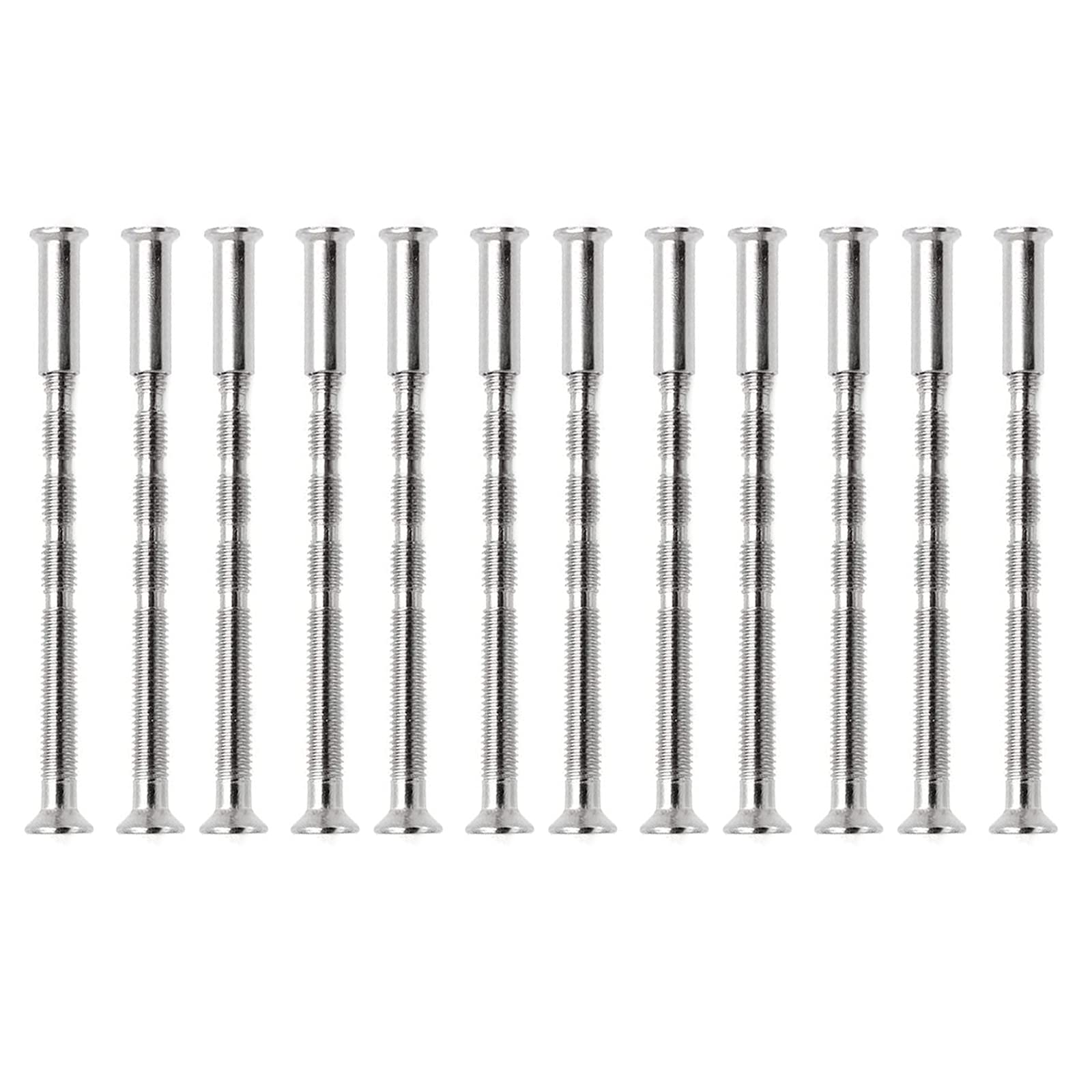 24 Pieces Door Handle Screws, M4 Door Handle Screws, Satin Nickel Connecting Bolts and Sleeves for Fixing Door Handles, Escutcheons, Cabinet Drawers