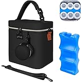 Fxady Breastmilk Cooler Bag with Ice Pack, Insulated Baby Bottle Tote Bag for 6 Bottles Up to 9 oz, Clip-On Pouch for Baby Essentials, Leakproof, Waterproof, Shoulder Strap for Nursing Moms