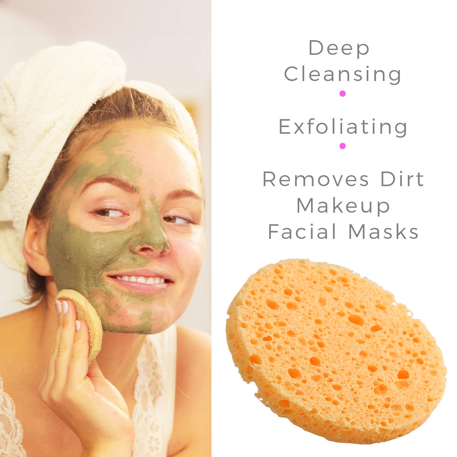 50-Count Compressed Facial Sponges, GAINWELL Cellulose Facial Sponges, 100% Natural Cosmetic Spa Sponges for Facial Cleansing, Exfoliating Mask, Makeup Removal : Beauty