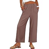 ANRABESS Womens Wide Leg Pants Summer Lounge Elastic Waist Palazzo Pants Lightweight Beach Vacation Trousers with Pockets