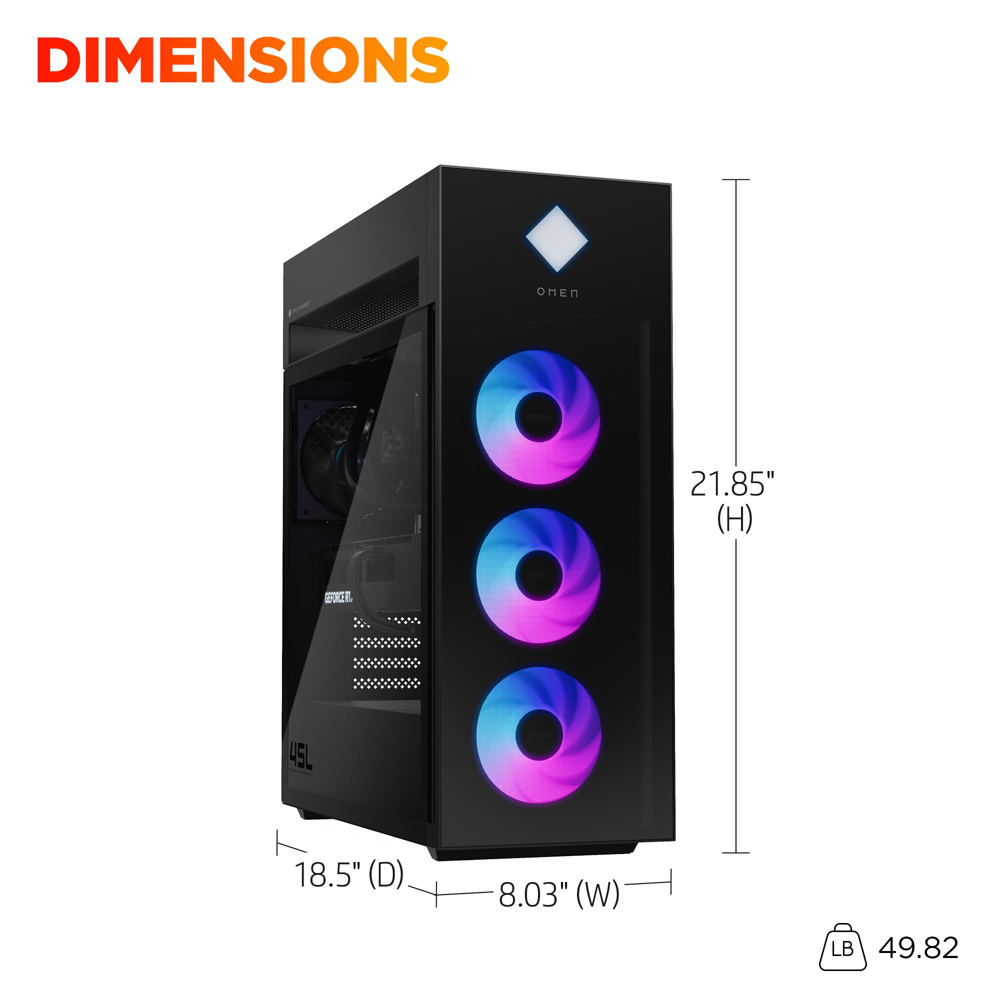 HP OMEN 45L Gaming Desktop, Intel Core Ultra 9 285K, 64 GB RAM, 2 TB SSD, NVIDIA GeForce RTX 5090, Windows 11 Pro, Microsoft Copilot, Tempered Glass, GT22-3090 (2025)
