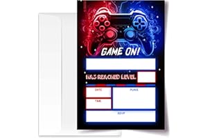 ANYEMW 4x6 Gamer Birthday Invitations, Video Game Birthday Party, Gaming Party Decorations, Birthday Party Invitations for Boys, Girls, Kids Birthday Invitations, 20 Cards with 20 Envelopes.(46)