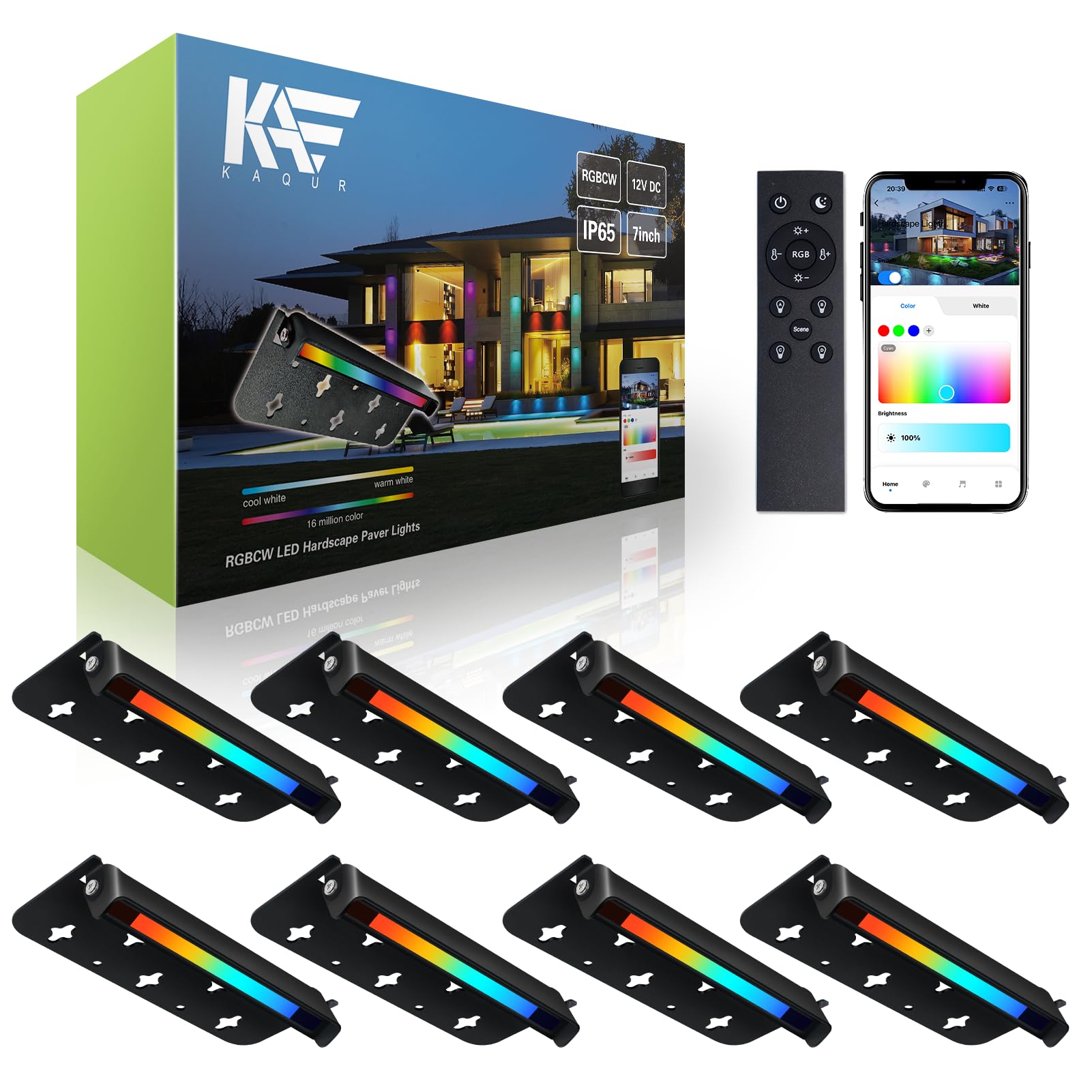 Photo 1 of 8 Pack 7 Inch 5W Retaining Wall Lights Outdoor, RGBCW LED Hardscape Lighting Color Changing, Low Voltage Landscape Lights 12V AC/DC, IP65 Waterproof Paver Lights Smart APP & Remote Control, FCC Listed