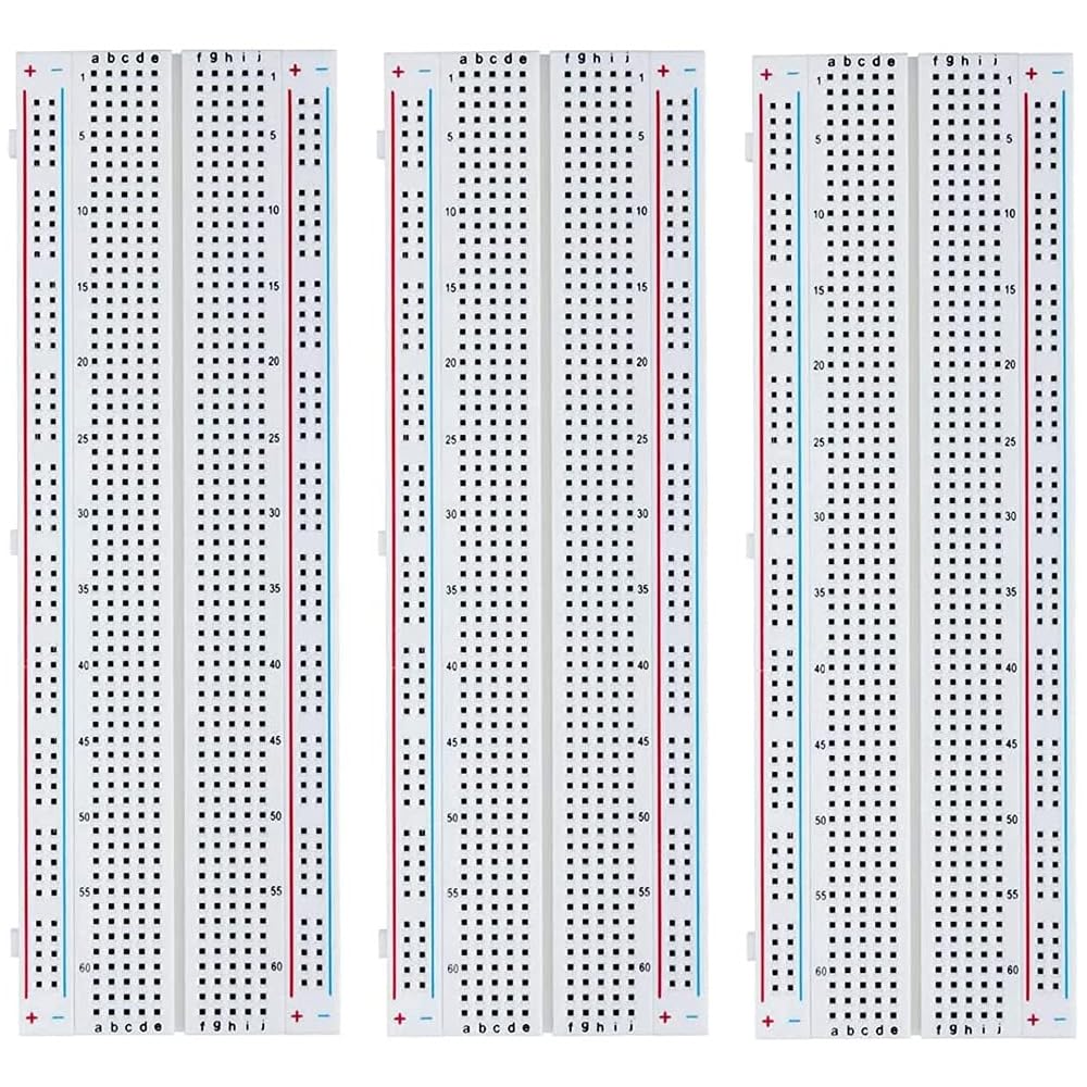 MMOBIEL 3 Pcs 830 Point Solderless PCB Breadboard Prototype Circuit Kits Compatible with DIY Arduino, Raspberry Pi 2 3 4 Projects Proto Shield Distribution Connecting Blocks