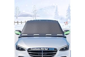 SAWUAA Custom fit for Jeep Windshield Snow Covers, 8 Layers WAaterproof Windproof Protection, Frost Defense, Ice, Sun, Snow, Designed for Jeep Accessories (for Jeep Renegade)