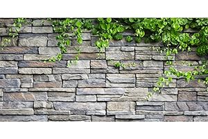 AWERT Vinyl 72x18 inches Stone Brick Wall Aquarium Background Rock Fish Tank Background Spring Leaves Terrarium Background