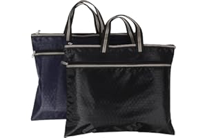 JEWEDECO 2pcs Waterproof Oxford Laptop Briefcase with Zipper Closure, Portable Document Organizer Tote Bag