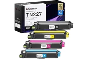 NSDHink (with Chip) Compatible TN227 Toner Cartridges for Brother TN-227 TN223 Toner Combo Pack Replacement for Brother MFC-L