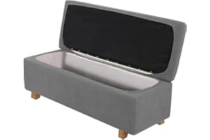 Rectangle Ottoman Cover Stretch Folding Storage Bench Cover with Lid Removable Footrest Stool Covers with Elastic Bottom, Ext