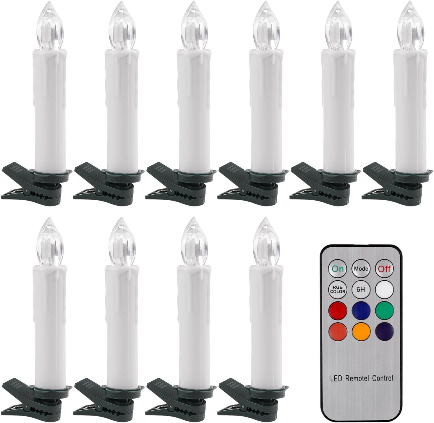 Led Window Candles with Remote Timer, Battery Operated Flameless Taper Candles Light, Rgb Color