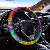 UNICEU Rainbow Boho Ethnic Tie Dye Print Car Steering Wheel Cover Stretch-On Anti-Slip Fashion Print Universal Fit,Keep Warm Comfortable for Car SUV