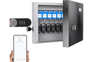 WeHere 16 Key Lock Box with Combination & Key Unlock, Key Cabinet Wall Mount with Key Tag Label, Key Holder Storage Lockbox for Store, Office, Apartment, School, App Key Directory ERP