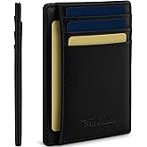 Travelambo 100% Genuine Leather Wallet for Men and Women, Slim Minimalist RFID Blocking Front Pocket Credit Card Holder with Gift Box