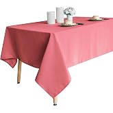 Obstal 210GSM Rectangle Table Cloth, Coral Red, 60 x 102 Inch | Water Resistance Microfiber Tablecloth, Decorative Fabric Table Cover for Outdoor and Indoor Use