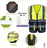 AYKRM Yellow Navy High Viz Vest Class 2 Zip Front with Pockets view 4