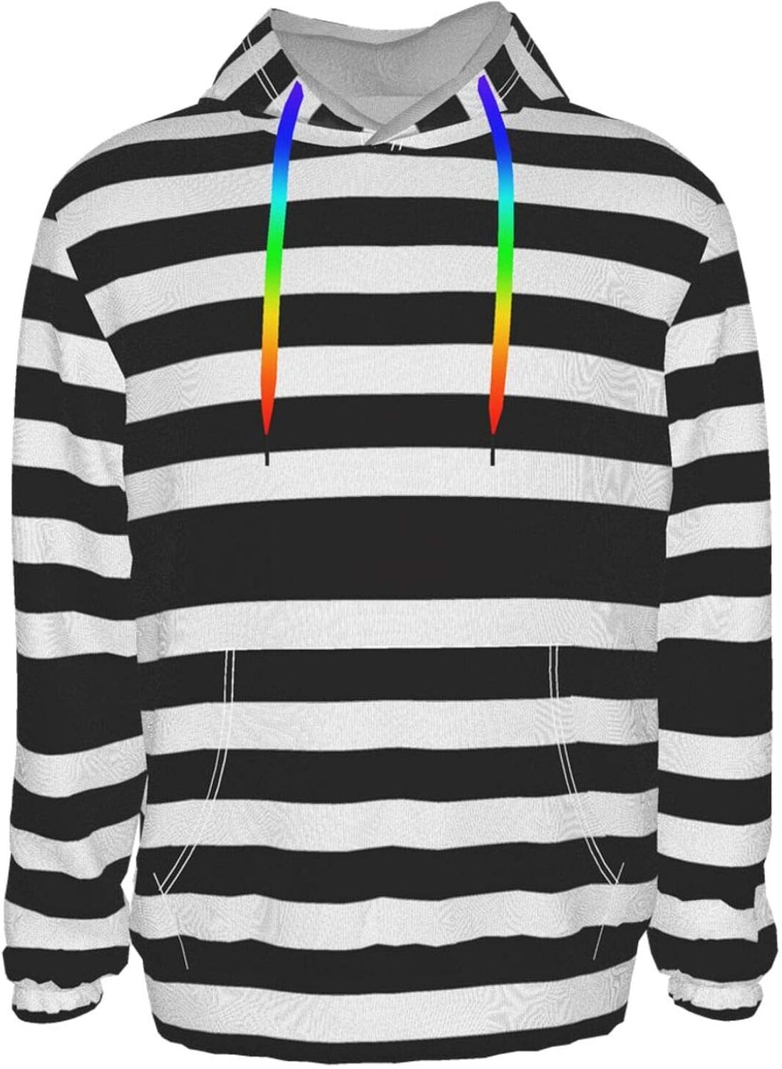 Black And White Bold Stripe Men'S Hoodie Unisex 3d Realistic Digital