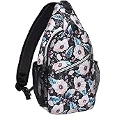 MOSISO Sling Backpack, Multipurpose Travel Hiking Daypack Rope Crossbody Shoulder Bag, Windflowers