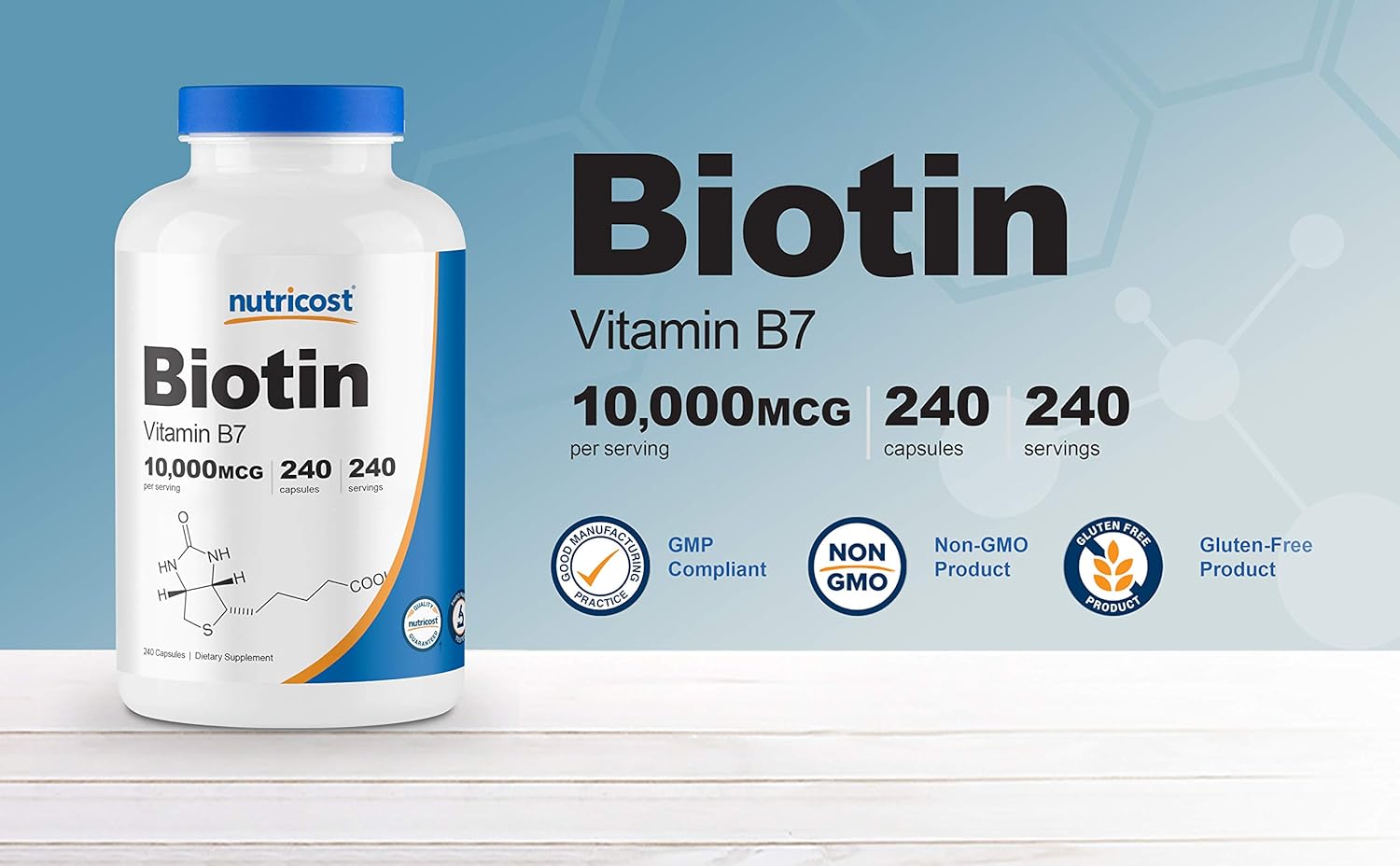 Nutricost Biotin (Vitamin B7) 10,000mcg, 240 Capsules - Gluten Free, Non-GMO: Health & Personal Care