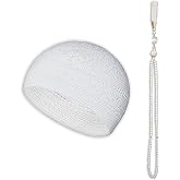 ESERRA Kufi Hats for Men - Prayer Cap, Handicraft Taqiyah, Muslim Tasbih 99 Beads, Prayer Beads
