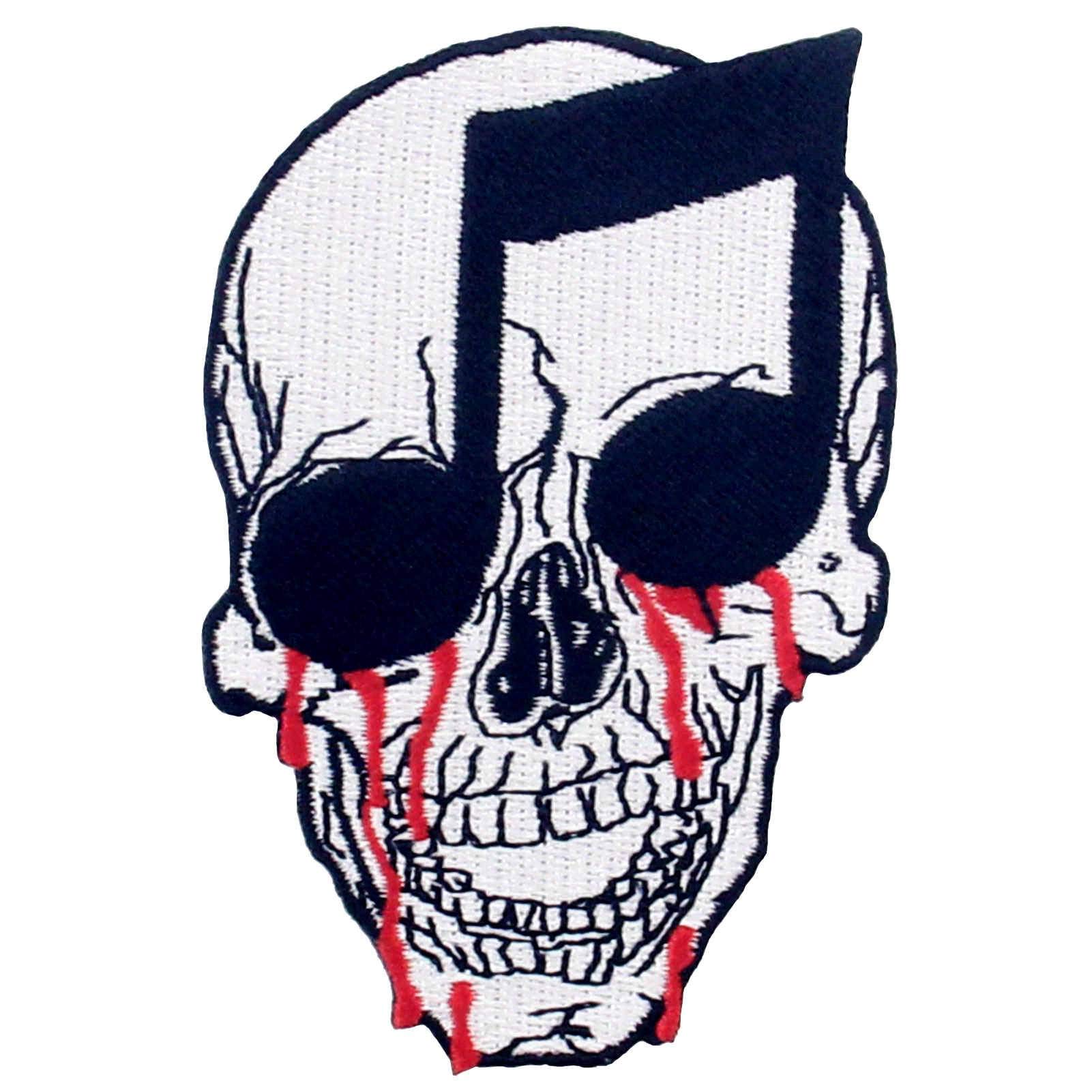 Musical Notation Bloody Skull Patch Embroidered Applique Badge Iron On Sew On Emblem